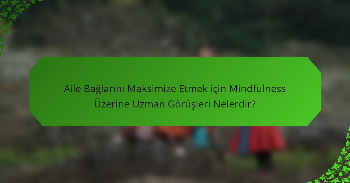 Aile Bağlarını Maksimize Etmek için Mindfulness Üzerine Uzman Görüşleri Nelerdir?