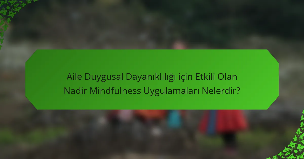 Aile Duygusal Dayanıklılığı için Etkili Olan Nadir Mindfulness Uygulamaları Nelerdir?