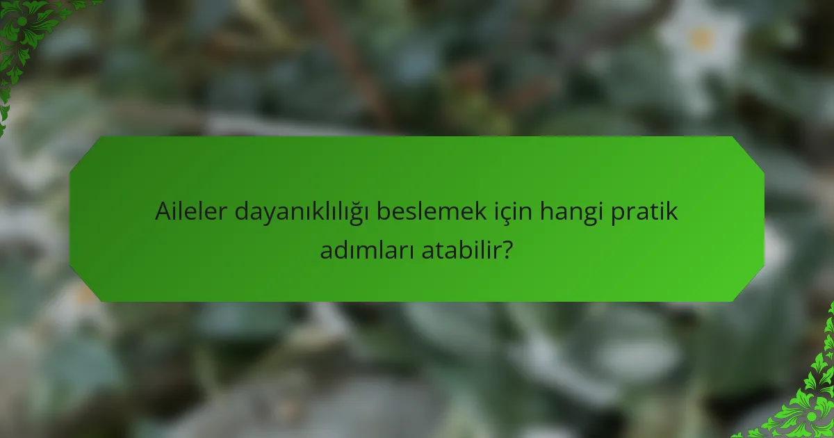 Aileler dayanıklılığı beslemek için hangi pratik adımları atabilir?