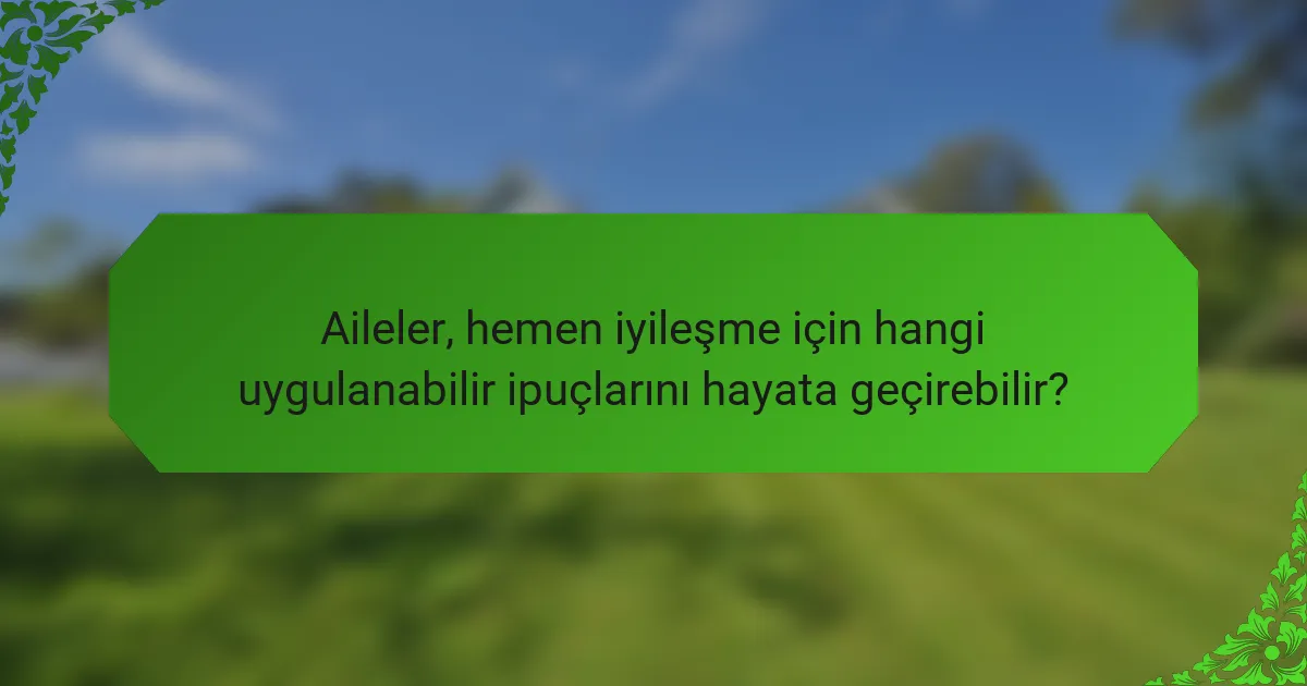 Aileler, hemen iyileşme için hangi uygulanabilir ipuçlarını hayata geçirebilir?