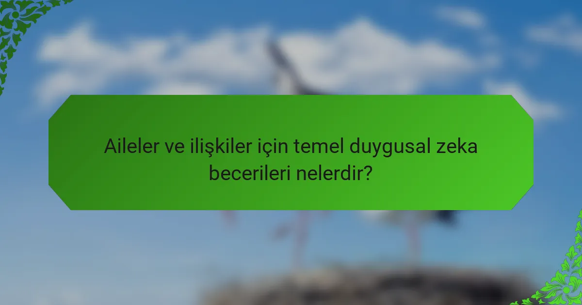 Aileler ve ilişkiler için temel duygusal zeka becerileri nelerdir?