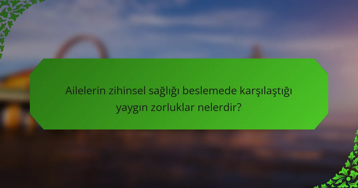 Ailelerin zihinsel sağlığı beslemede karşılaştığı yaygın zorluklar nelerdir?