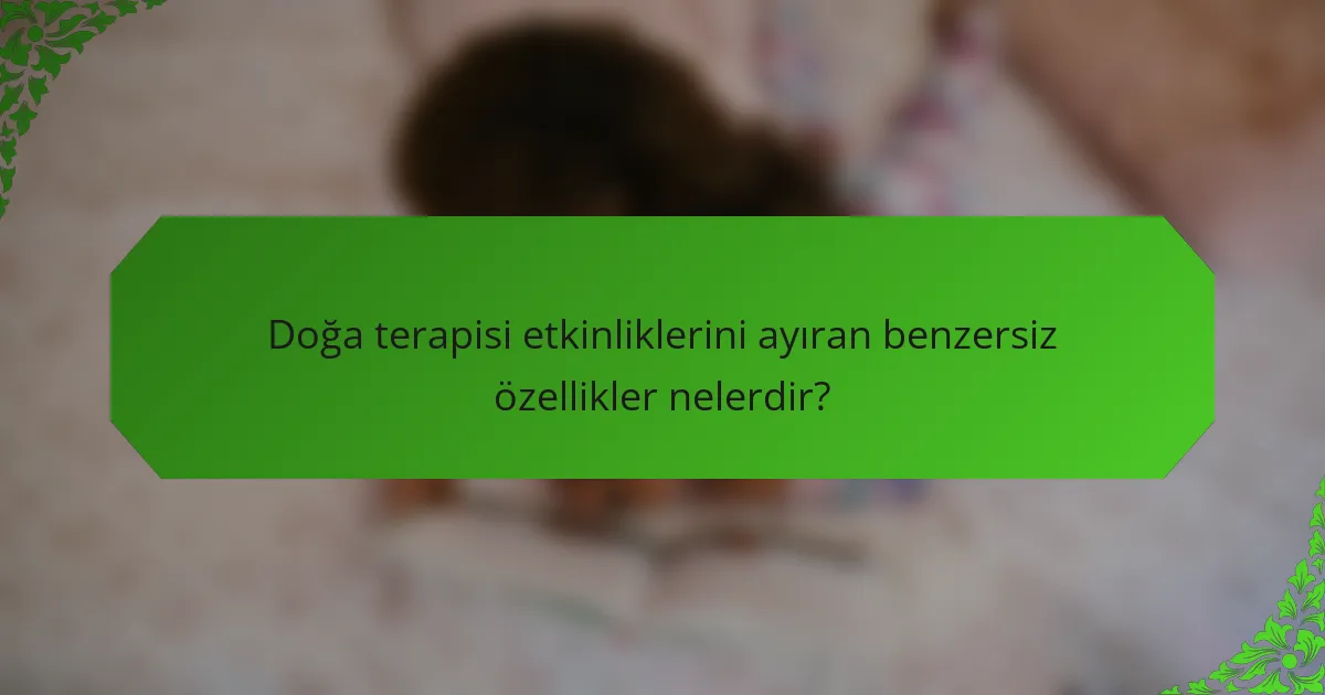 Doğa terapisi etkinliklerini ayıran benzersiz özellikler nelerdir?