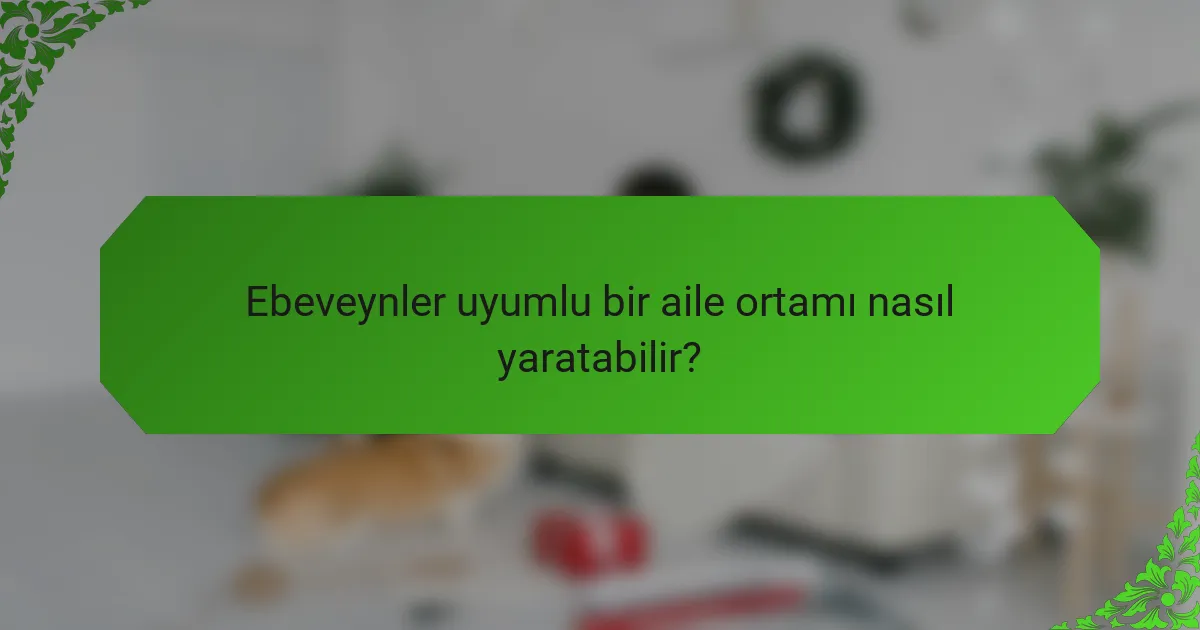 Ebeveynler uyumlu bir aile ortamı nasıl yaratabilir?